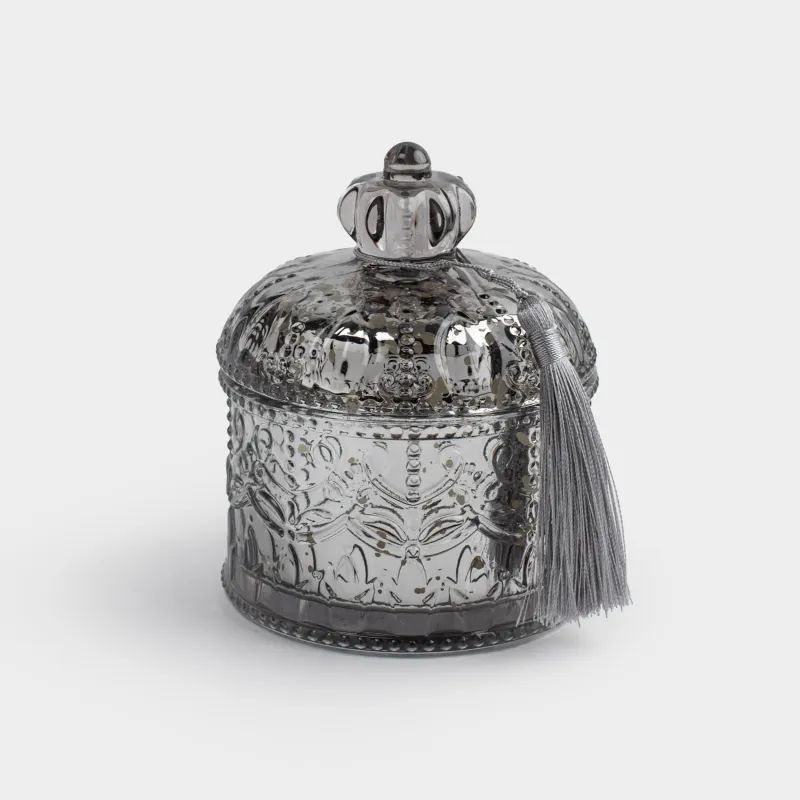 Свеча ароматическая, 10х11 см, в подсвечнике, с крышкой, стекло, серебристая, Rural Baroque, Silver style