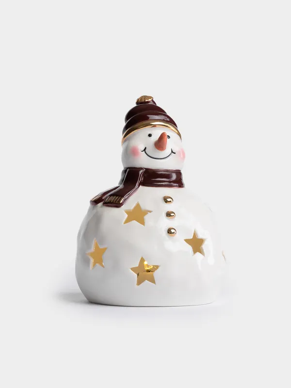 Светильник декоративный, 14 см, Снеговик в шапке и шарфе, Snowy, image-0
