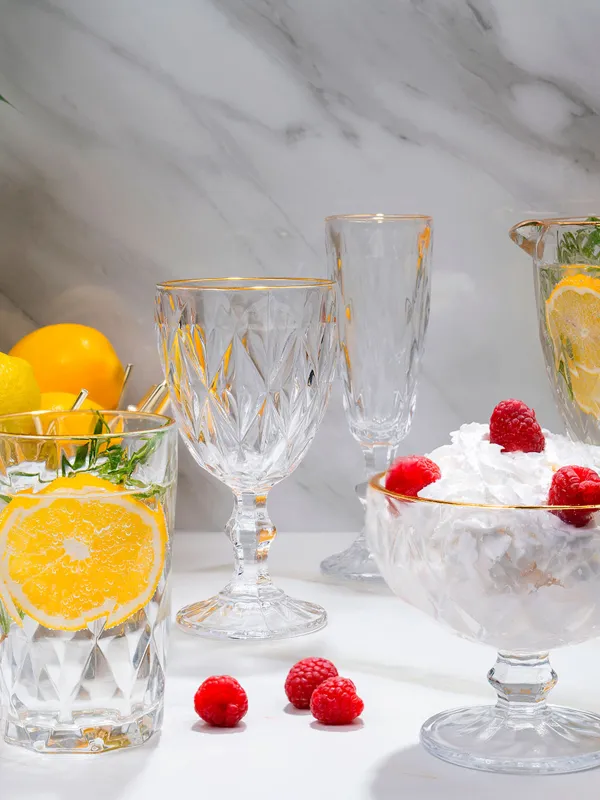 Бокал-кубок для вина, 6 шт, с золотистым кантом, Rhomb gold, image-6