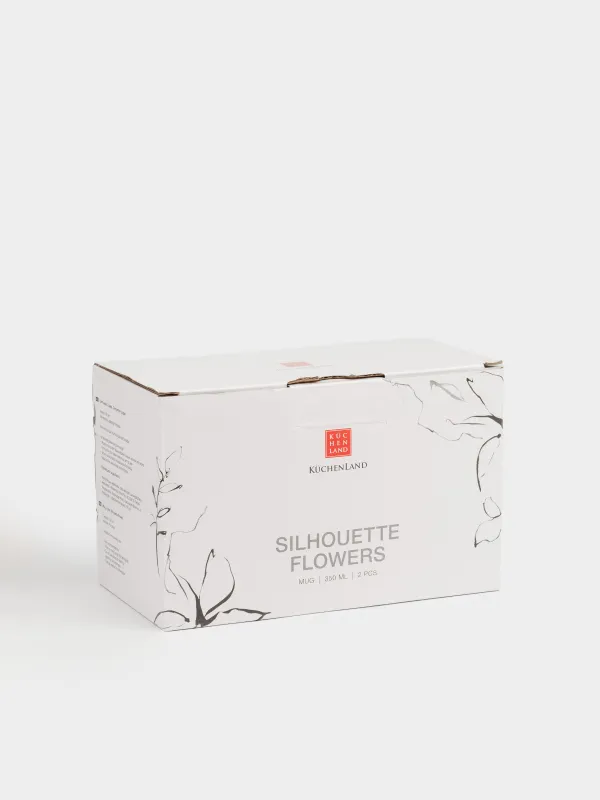 Кружка, 350 мл, 2 шт, фарфор P, белая, Силуэтные цветы, Silhouette flowers, image-6