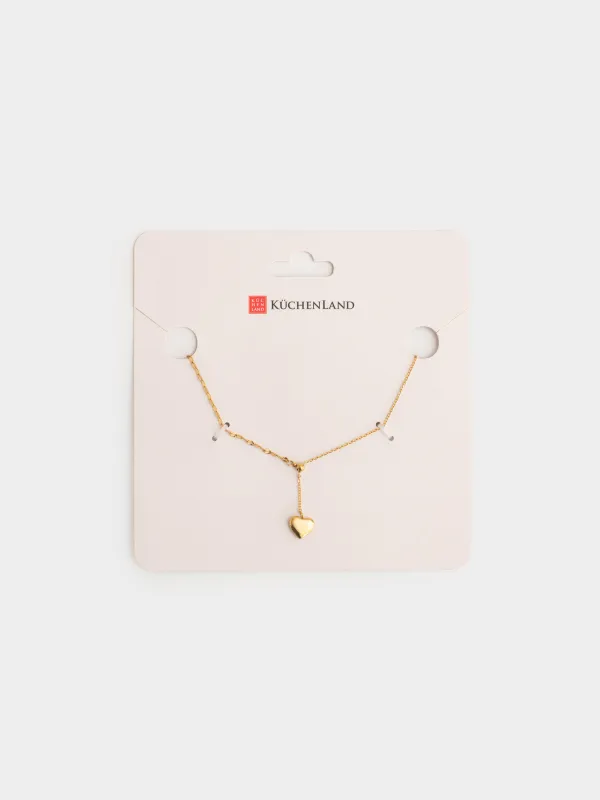 Цепочка, 50 см, с подвеской, сталь, золотистая, Сердце, Jewelry heart, image-3