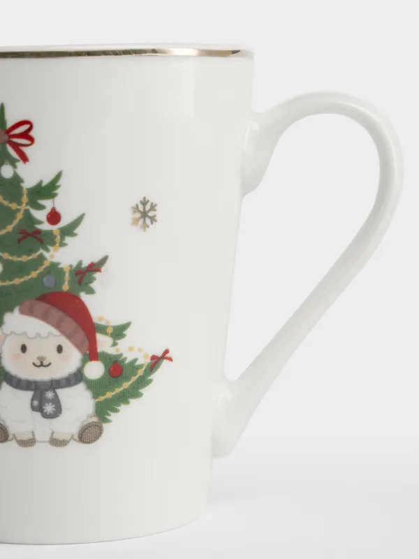 Кружка, 330 мл, Овечка у елки, Christmas lamb, image-1