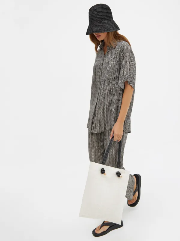 Сумка-шоппер, 35х38 см, на магнитном замке, канвас, бежевая, Solo, image-2