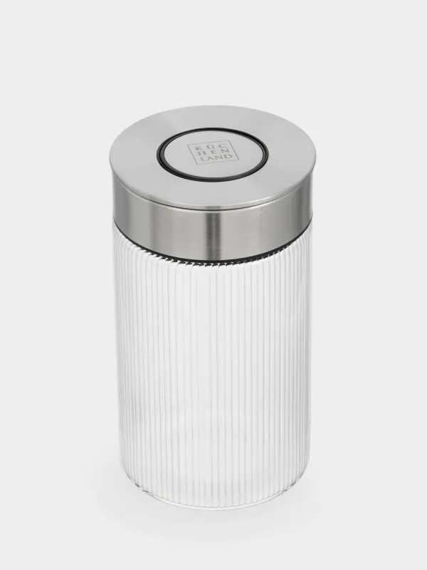 Банка для сыпучих продуктов, 980 мл, с вакуумной крышкой, Ribby steel, image-1