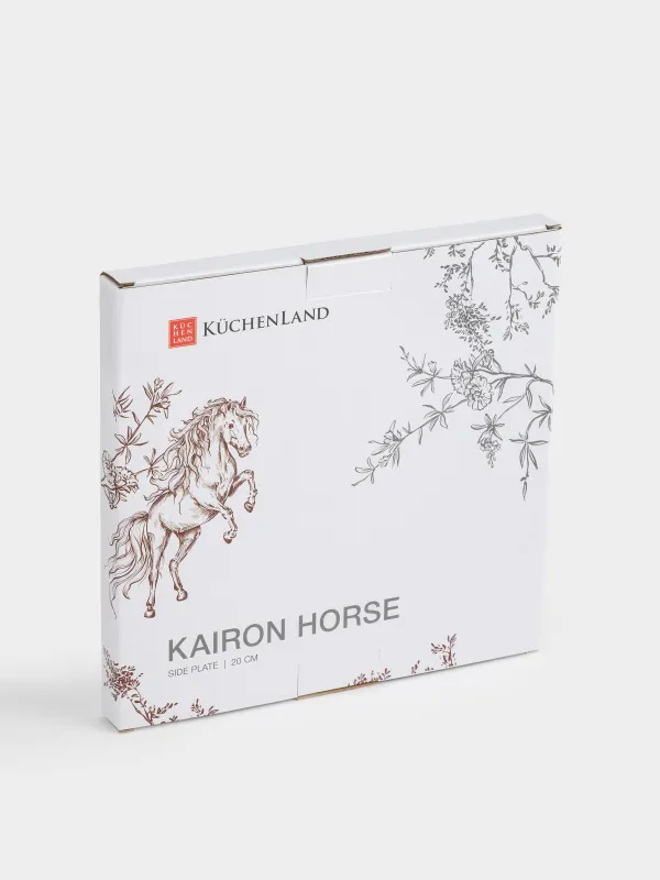 Тарелка закусочная, 21 см, фарфор N, белая, с серебристым кантом, Лошадь, Kairon horse, image-6