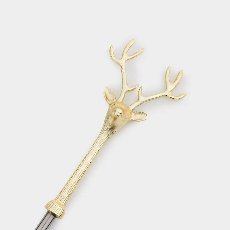 Ложка сервировочная, 30 см, сталь/латунь, золотистая, Голова оленя, Arctic deer, image-2