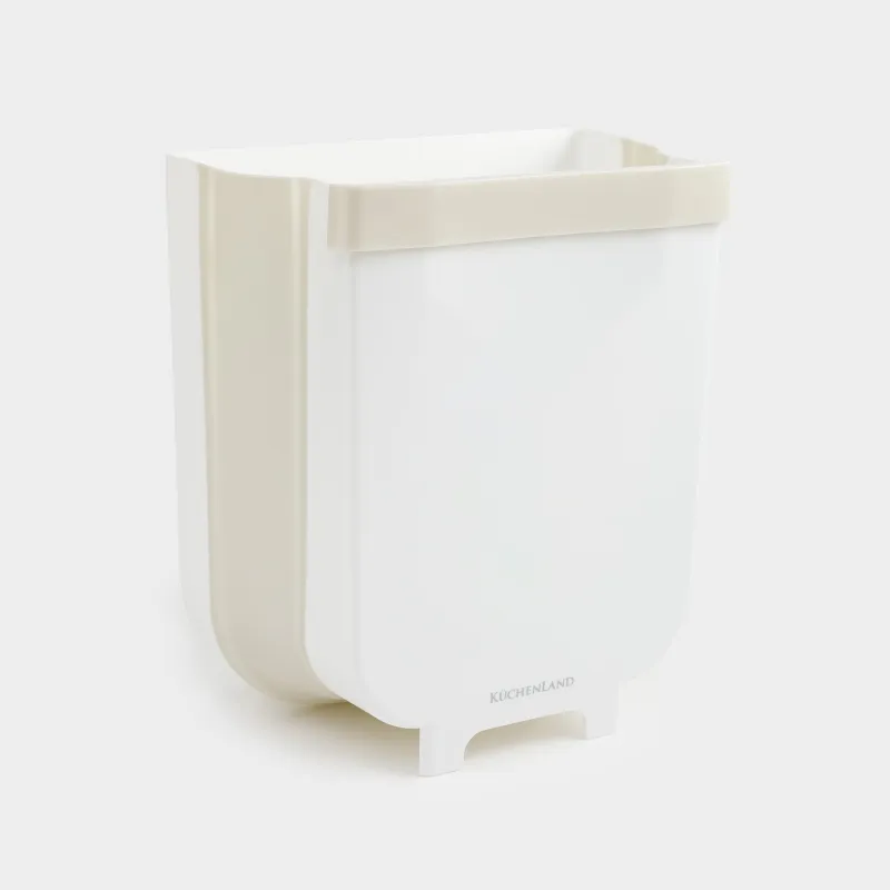 Ведро для мусора, 8 л, складное, подвесное, пластик/резина, серое, Foldaway, image-0