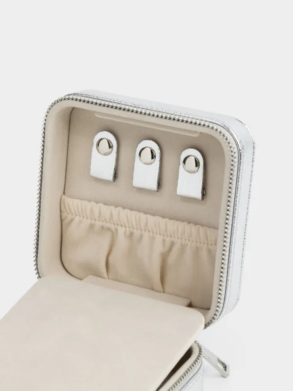 Шкатулка для украшений, 11х11 см, с зеркалом, искусственная кожа/МДФ, серебристая, Premiere small, image-4