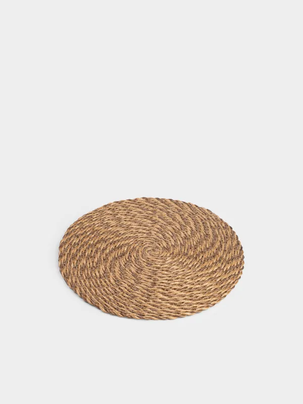 Салфетка под приборы, 38 см, полипропилен, круглая, песочно-коричневая, Volute, image-3