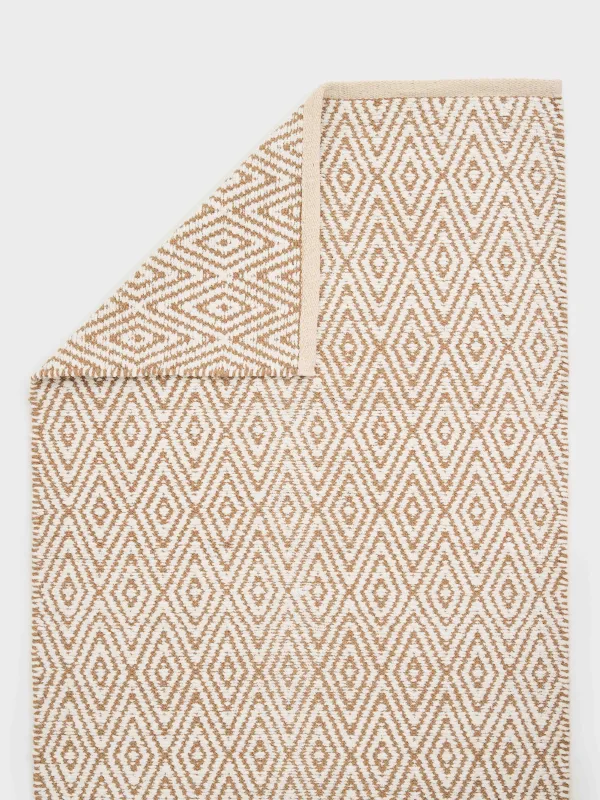 Коврик, 65x100 см, хлопок, бежево-коричневый, Ромбы с люрексом, Shiny threads, image-6