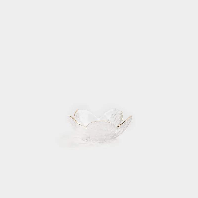 Пиала, 10х4 см, с золотистым кантом, Цветок, Glacial