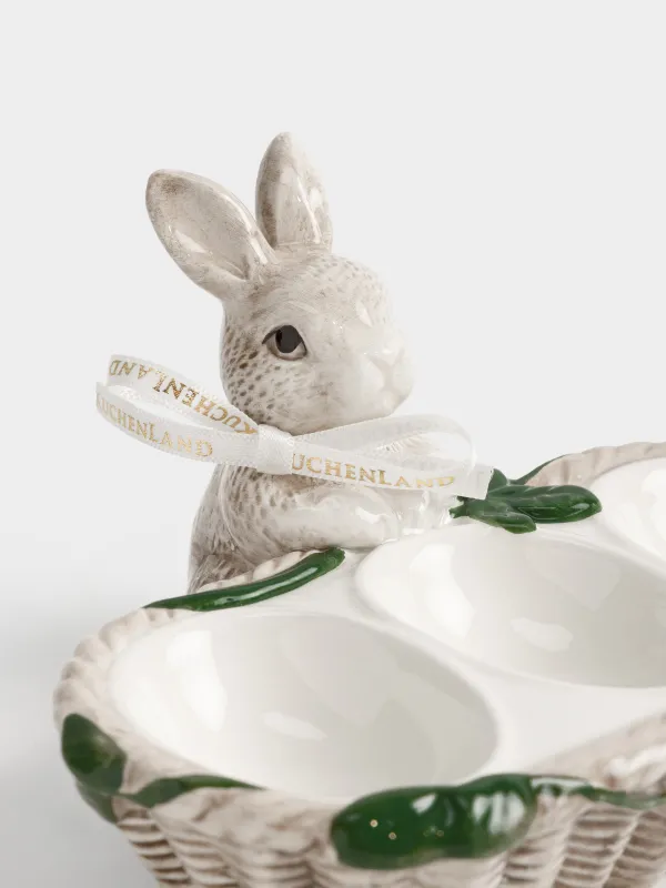 Блюдо пасхальное, 15х8 см, 3 отд, керамика D, молочно-коричневое, Кролик, Easter lace, image-4