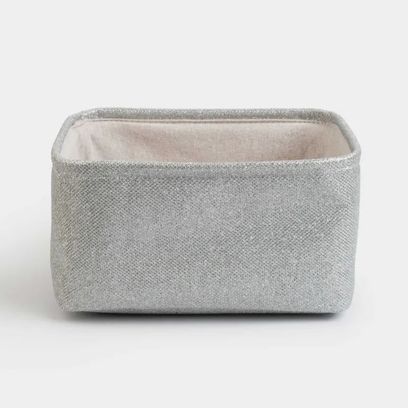 Корзина для хранения, 25x19x12 см, полиэстер, прямоугольная, серебристая, Ideally