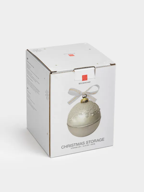 Емкость для хранения, 14х10 см, 230 мл, стекло/металл, жемчужная, Шар, Christmas storage, image-4