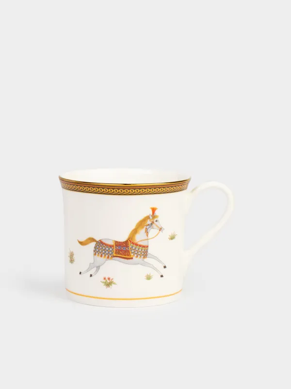 Кружка, 300 мл, 4 шт, фарфор F, белая, Лошади, Blue wind, image-1