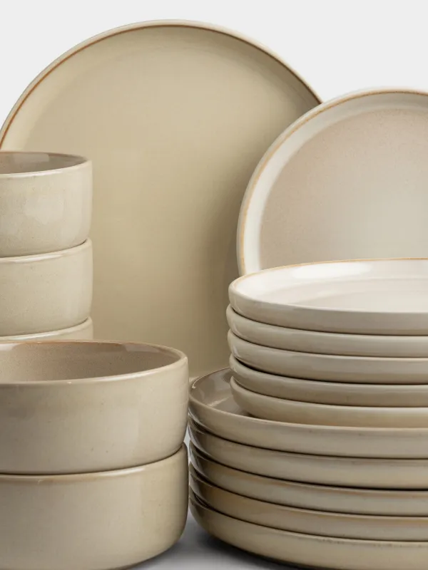 Сервиз обеденный, 6 перс, 18 пр, керамика R, бежевый, Velir, image-1