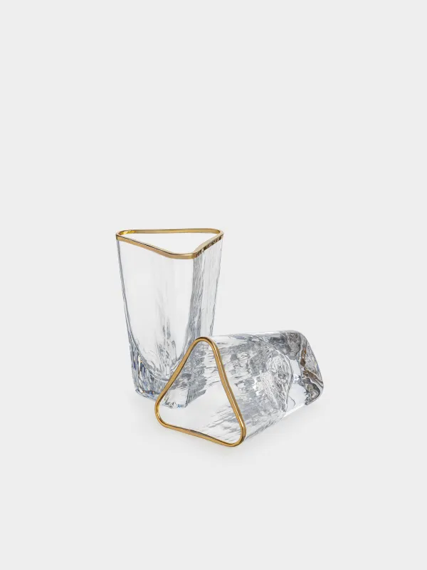 Стопка для водки, 40 мл, 4 шт, стекло, золотистый кант, Triangle Gold, image-3