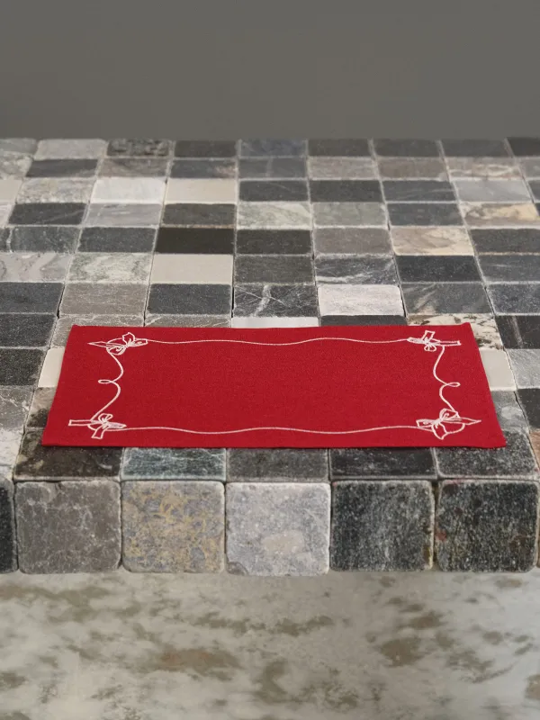 Салфетка под приборы, 30х45 см, полиэстер, прямоугольная, красная, Банты, Bow color, image-6