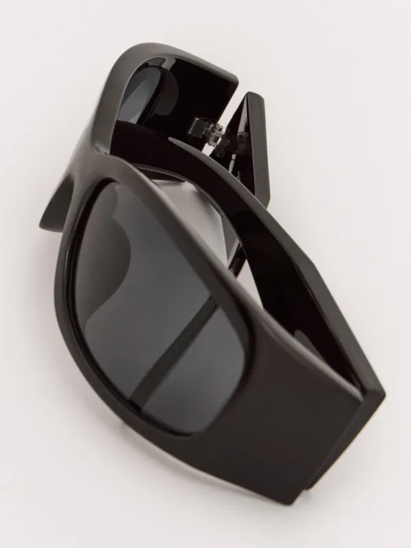 Очки солнцезащитные, пластик, прямоугольные, черные, Nifty, image-2