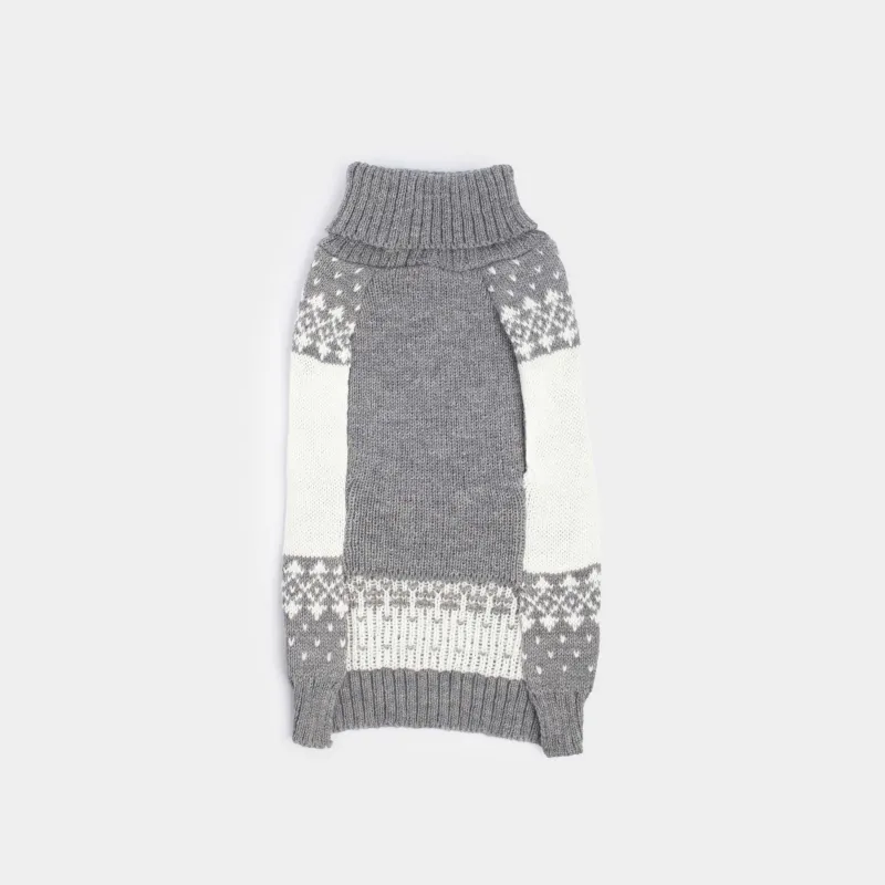 Свитер для животных, 25 см, р. XS, акрил, серо-белый, Олени, Fashion pet