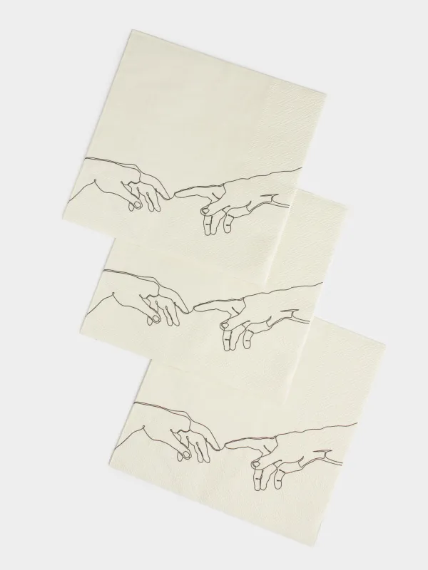 Салфетки бумажные, 33х33 см, 20 шт, квадратные, молочные, Руки, Hand, image-2