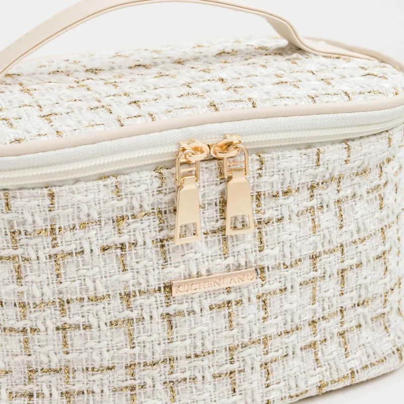 Косметичка, 20x15 см, с ручкой, твид, белая, Wenal, image-5