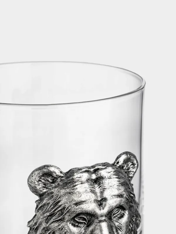 Стакан для виски, 10 см, 340 мл, стекло/металл, Серебристый медведь, Lux elements, image-5