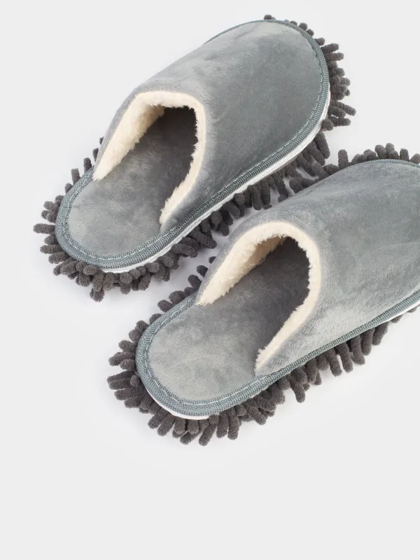 Тапочки-полотеры, 28 см, со съемной подошвой, микрофибра, серые, Clean, image-5