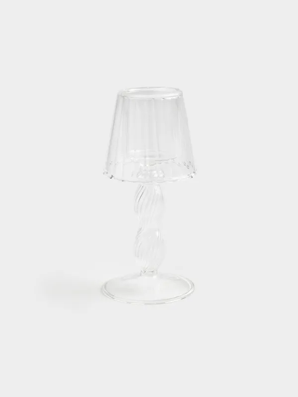 Подсвечник, 17 см, для чайной свечи, на ножке, стекло Б, Торшер, Clear, image-0