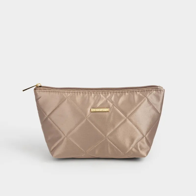 Косметичка, 26х13 см, стеганая, сатин, молочная, Quilted silk