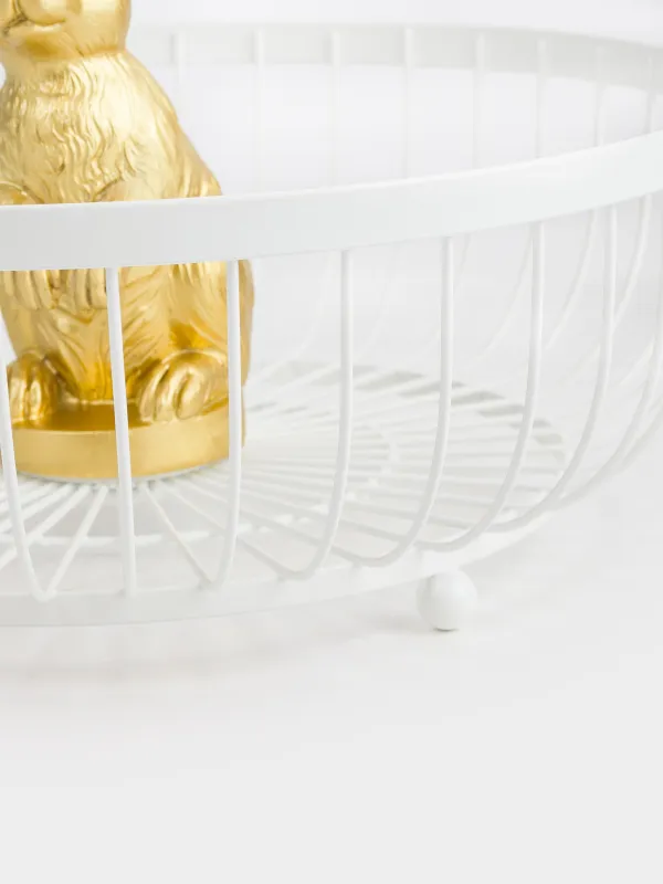 Корзина для фруктов, 29 см, металл/полирезин, молочно-золотистая, Кролик, Twist milk, image-3