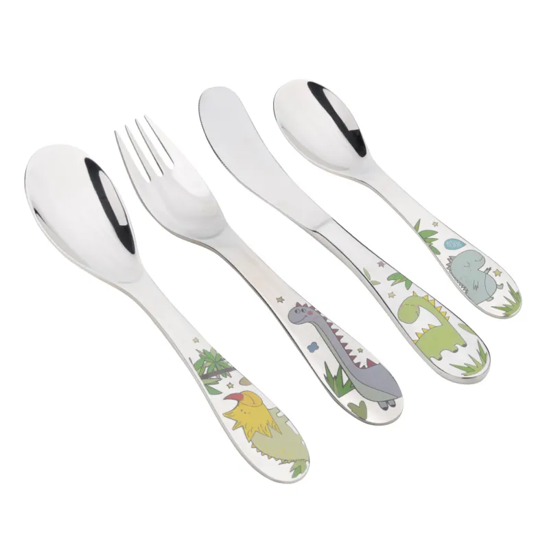 Столовые приборы, детские, 1 перс, 4 пр, сталь, Динозавры, Dino, image-0