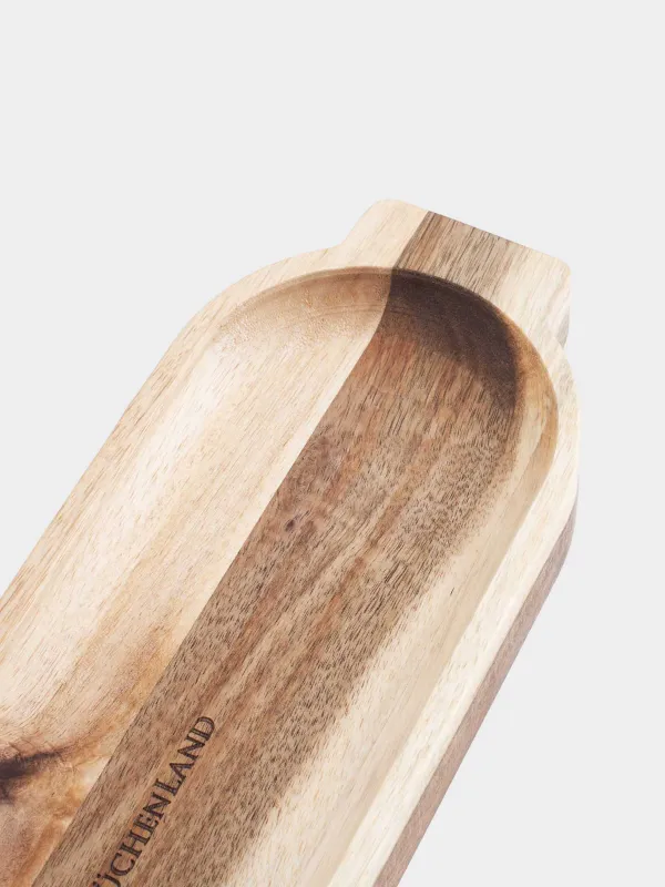 Блюдо сервировочное, 35x11 см, с ручками, дерево, Noble tree , image-4