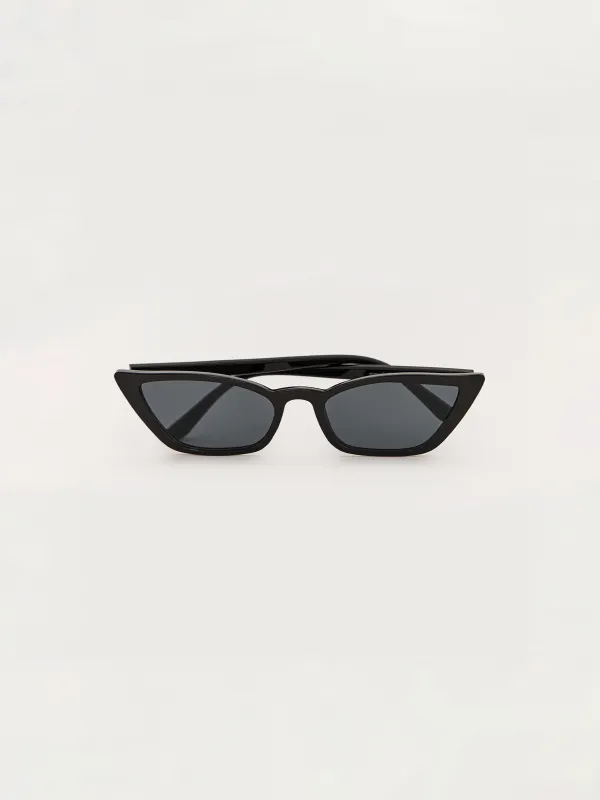 Очки солнцезащитные, пластик, черные, Кошачий глаз, Nifty, image-0