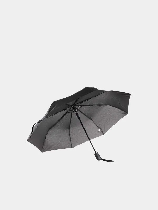 Зонт, 56/31 см, складной, полу-автоматический, эпонж, черный, Rainy, image-0
