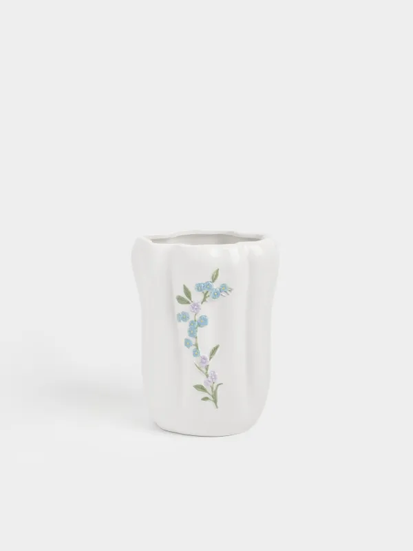 Ваза для цветов, 20 см, керамика D, белая, Незабудка, Crumple flower, image-0