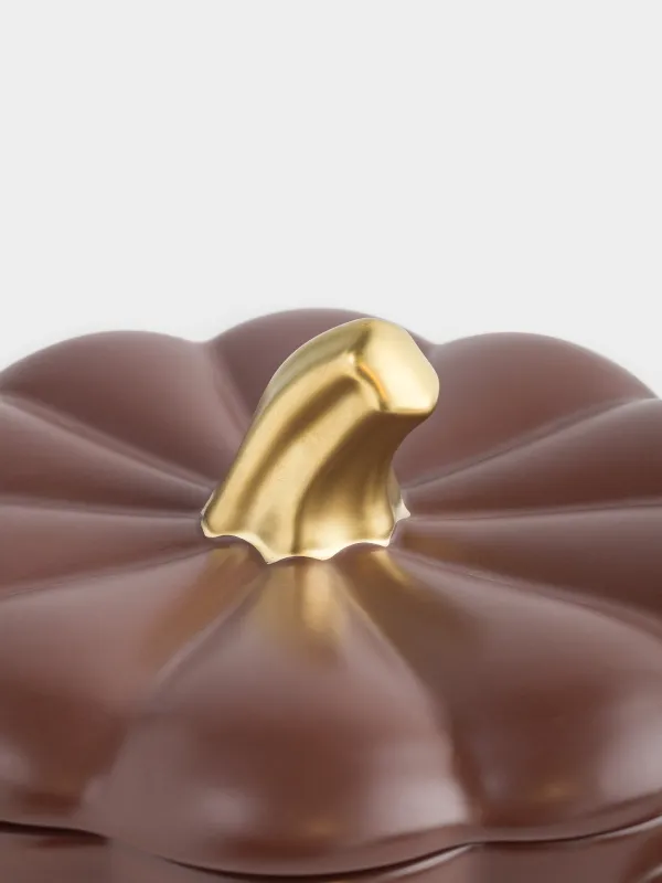 Форма для запекания, 21 см, с крышкой, керамика, коричнево-золотистая, Тыква, Gourd, image-3