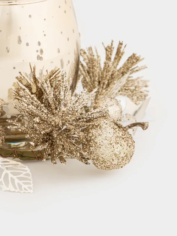 Подсвечник, 15x10 см, для чайной свечи, со свечой, шампань, Яблоки, Apple garden, image-2