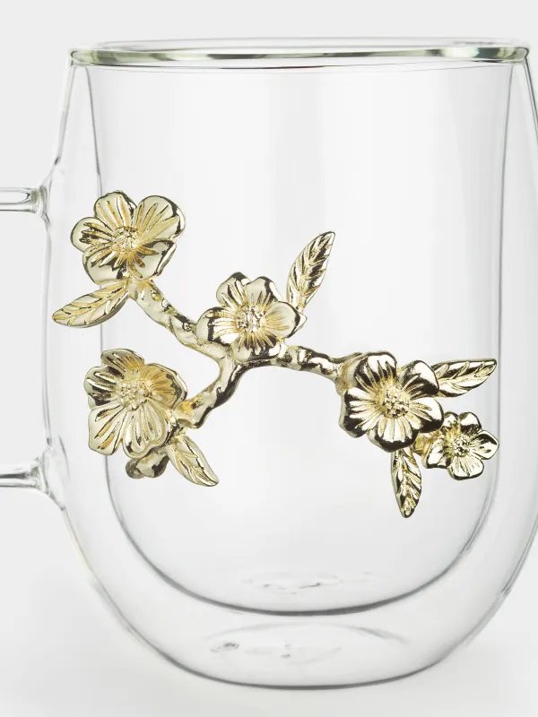 Кружка, 350 мл, Золотистые цветы, Air decor, image-1