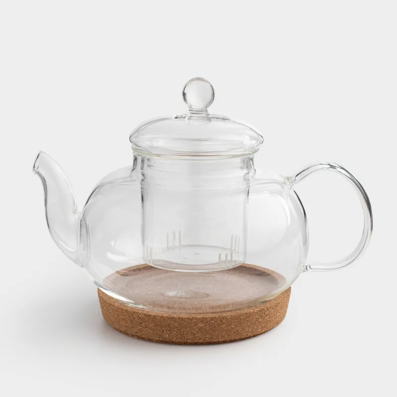 Чайник заварочный, 800 мл, на подставке, стекло Б/пробка, Clear cork