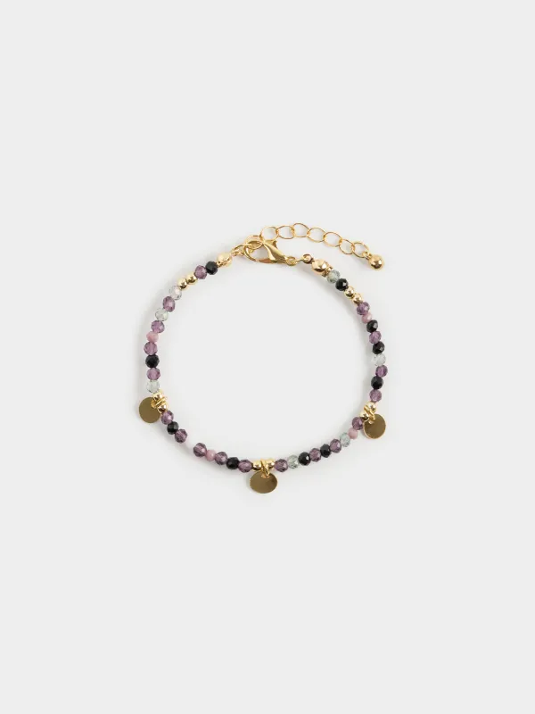 Браслет, 6 см, 2 шт, металл/пластик, золотистый, Цветные камни, Mineral, image-2