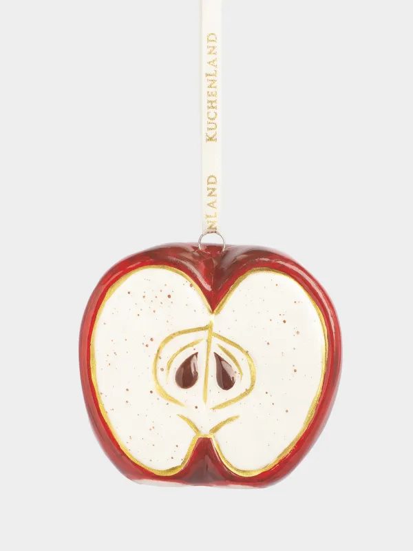 Игрушка елочная, 7 см, керамика D, красно-золотистая, Яблоко, Fruits, image-0