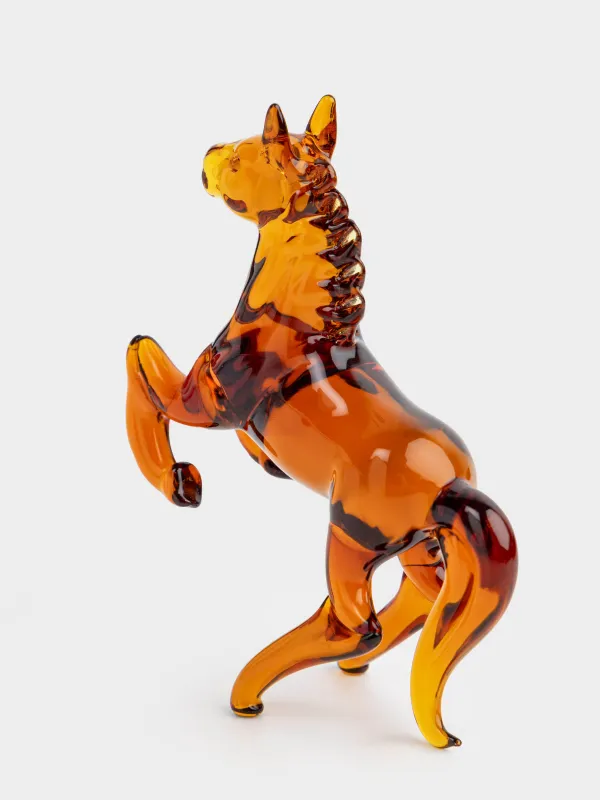 Статуэтка, 10 см, стекло, янтарная, Конь, Horse vitreous, image-1