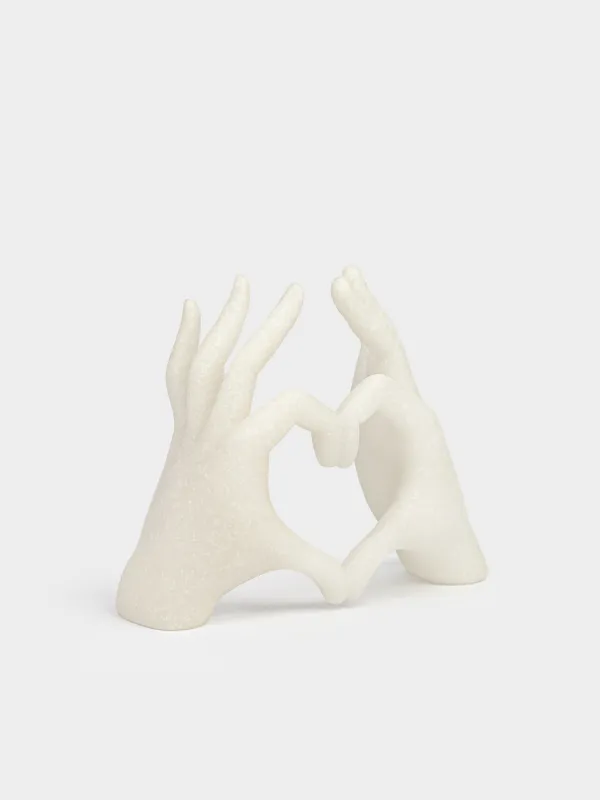 Статуэтка, 20х17 см, полирезин, молочная, Жест сердца, Hand, image-1