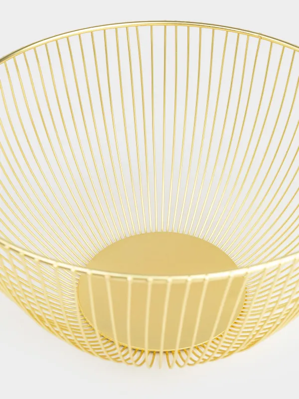 Корзина для фруктов, 25 см, металл, золотистая, Twist gold, image-3