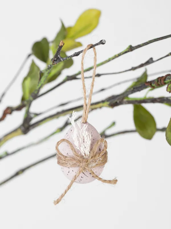 Подвеска декоративная, 4 см, пластик, розовая, с сухоцветами, Яйцо, Natural Easter, image-3