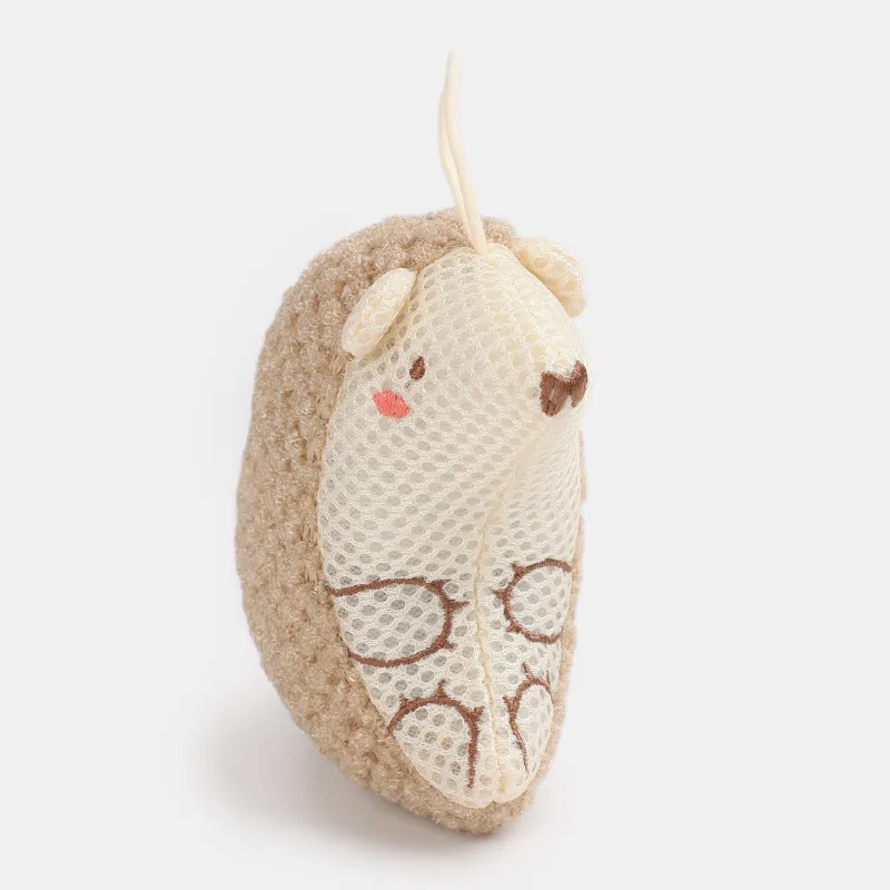 Мочалка для мытья тела, 11х11 см, детская, полиэстер/нейлон, бежевая, Ежик, Forest animals, image-3