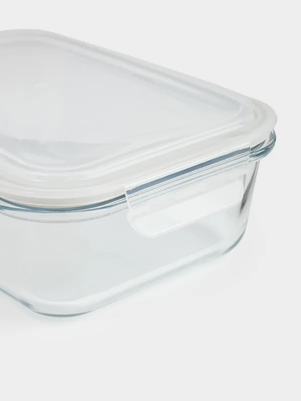 Контейнер, 1,4 л, с клипсами, стекло Т/пластик, прямоугольный, Clip, image-2