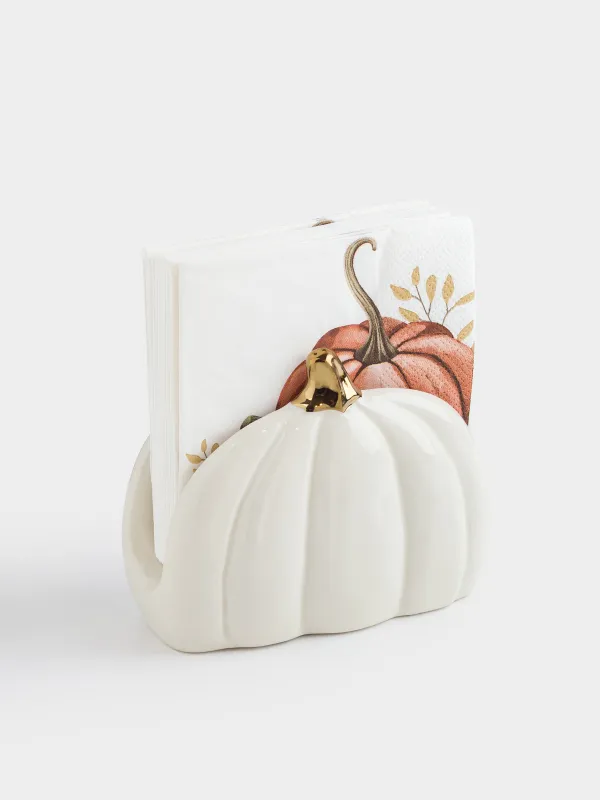 Салфетница, 12 см, керамика, молочно-золотистая, Тыква, Golden glow, image-3