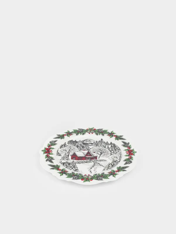 Тарелка обеденная, 27 см, фарфор N, белая, Дом в лесу, Forest house, image-1